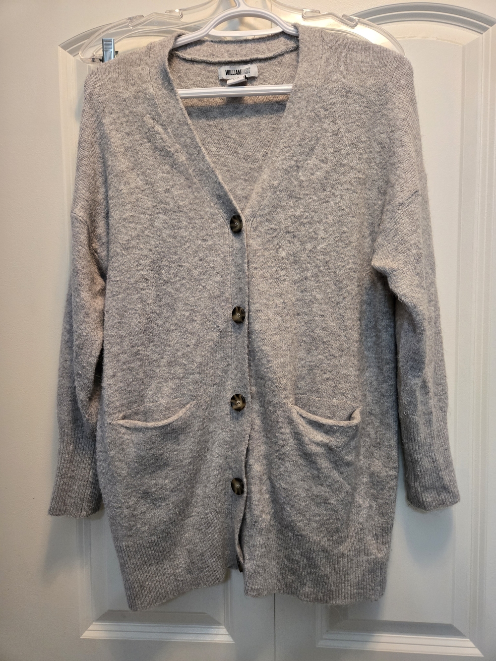 William Rast Heather Gray Button-Front V-Neck Cardigan